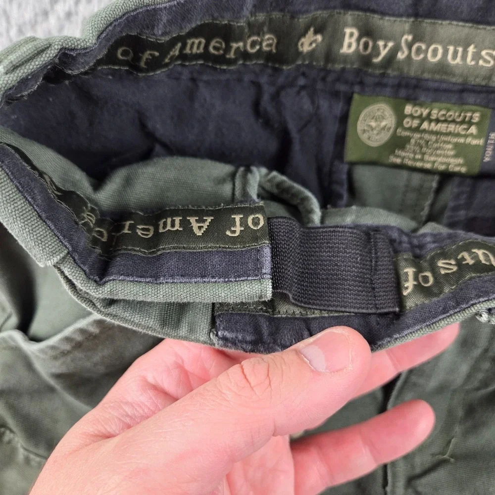 Boy Scouts Pants Youth 8 Green Cargo‎ Convertible Uniform Pant Unhemmed 25x24